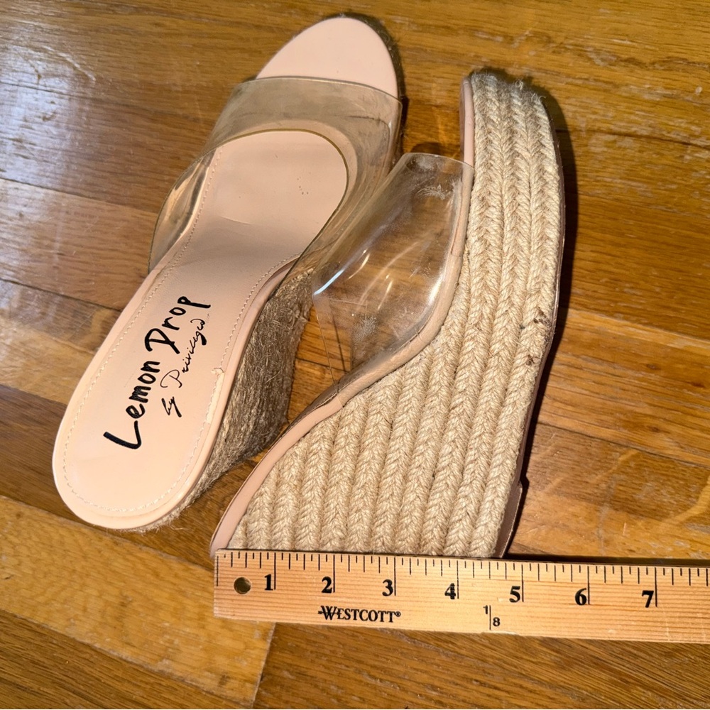 GUC LEMON DROP CLEAR STRAPS WEDGES PLATFORMS SZ 8.5 SHOES SANDALS‎ - Picture 2 of 7